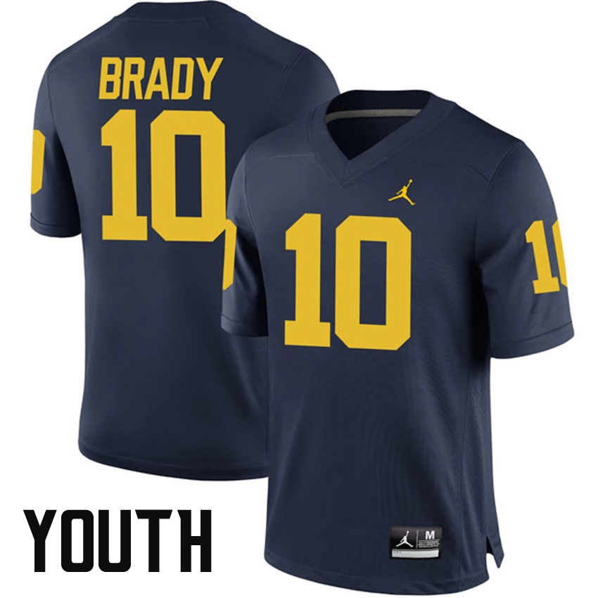 Michigan Wolverines Youth NCAA Tom Brady #10 Navy Alumni Game College Football Jersey ZXU3449SX